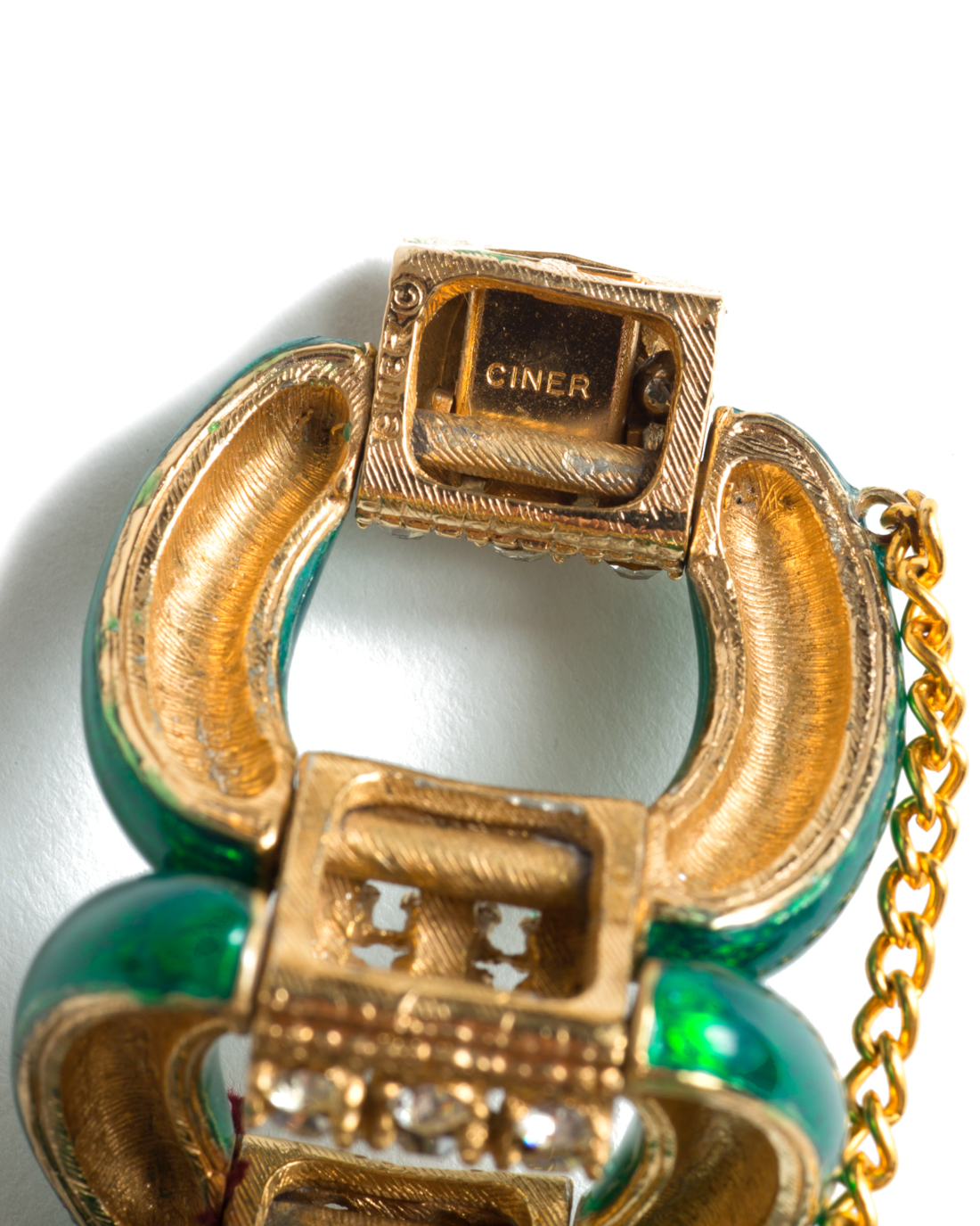 Regal Emerald Green Enameled Bracelet,by Ciner, circa 1960's